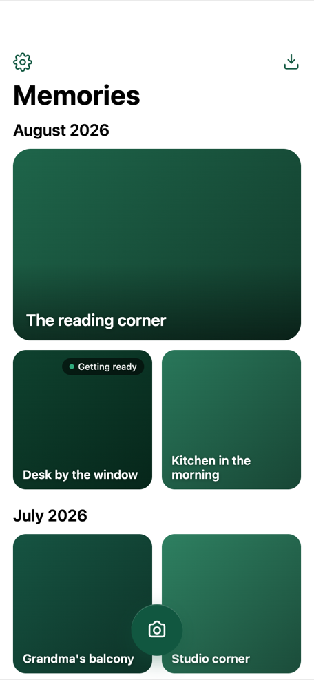 Aeoni design preview — a library of your moments